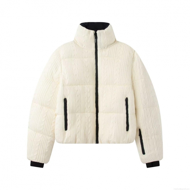 Women's Fashion Cable Knit Puffer Jacket Polyester Silk Cotton Filling Standing Collar Zipper Outerwear White Winter Ski Casual Streetwear Coat Women's Fashion Cable Knit Puffer Jacket Polyester Silk Cotton Filling Standing Collar Zipper Outerwear White Winter Ski Casual Streetwear Coat