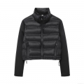 Women's Stand Collar Quilted Padded Jacket Lightweight Patchwork Full Zip Outwear Autumn Winter Casual Streetwear Short Bomber Coat Solid Black Women's Stand Collar Quilted Padded Jacket Lightweight Patchwork Full Zip Outwear Autumn Winter Casual Streetwear Short Bomber Coat Solid Black