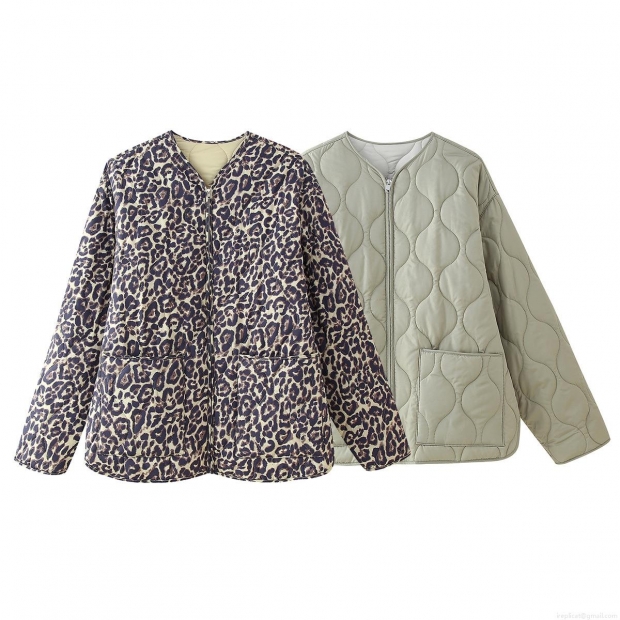 Women's Fashion Leopard Print Quilted Jacket 100% Polyester Padding Zipper Front Puffer Coat With Pockets Casual Long Sleeve Streetwear Outerwear For Fall Winter Women's Fashion Leopard Print Quilted Jacket 100% Polyester Padding Zipper Front Puffer Coat With Pockets Casual Long Sleeve Streetwear Outerwear For Fall Winter