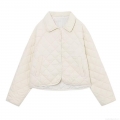 Women's Rhombic Quilted Jacket Polyester Padded Short Outerwear Single Breasted Lapel Collar Warm Cotton Coat For Casual Streetwear Autumn Winter Women's Rhombic Quilted Jacket Polyester Padded Short Outerwear Single Breasted Lapel Collar Warm Cotton Coat For Casual Streetwear Autumn Winter