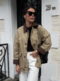 Women's Fashion Corduroy Patchwork Lapel Padded Jacket Workwear Style Multi-Pocket Button Down Loose Warm Coat Outerwear for Autumn Winter Women's Fashion Corduroy Patchwork Lapel Padded Jacket Workwear Style Multi-Pocket Button Down Loose Warm Coat Outerwear for Autumn Winter