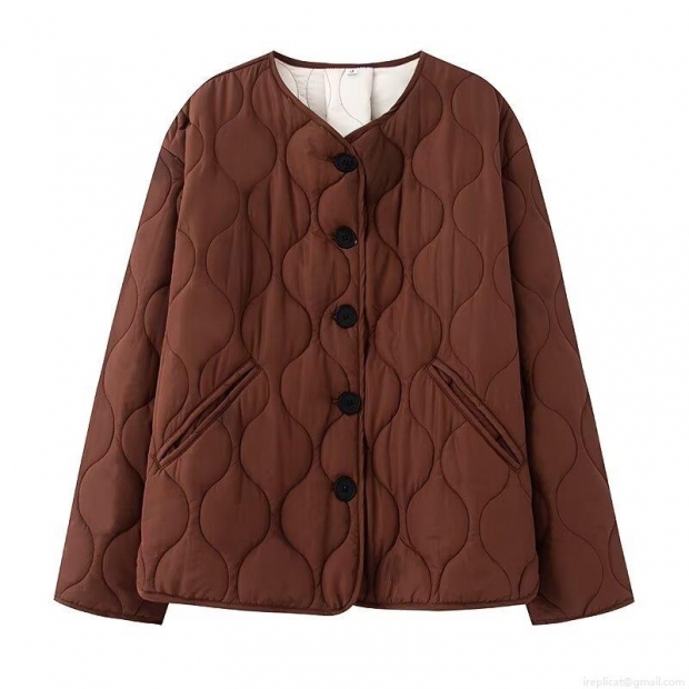 Women's Casual Quilted Padded Jacket Round Neck Button Down Polyester Warm Outerwear Streetwear Style Coat For Autumn Winter Women's Casual Quilted Padded Jacket Round Neck Button Down Polyester Warm Outerwear Streetwear Style Coat For Autumn Winter