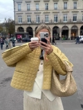 Women's European Street Style Quilted Padded Jacket 100% Polyester Lightweight Warm Round Neck Single Breasted Diamond Pattern Loose Fit Outerwear For Winter Daily Street Travel Ladies Women's European Street Style Quilted Padded Jacket 100% Polyester Lightweight Warm Round Neck Single Breasted Diamond Pattern Loose Fit Outerwear For Winter Daily Street Travel Ladies