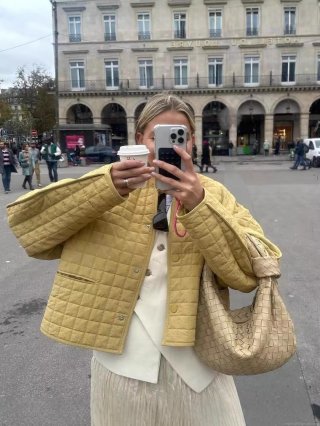 Women's European Street Style Quilted Padded Jacket 100% Polyester Lightweight Warm Round Neck Single Breasted Diamond Pattern Loose Fit Outerwear For Winter Daily Street Travel Ladies Women's European Street Style Quilted Padded Jacket 100% Polyester Lightweight Warm Round Neck Single Breasted Diamond Pattern Loose Fit Outerwear For Winter Daily Street Travel Ladies