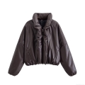 Women's Winter PU Faux Leather Puffer Jacket Large Lapel Zipper Oversized Padded Coat Warm Streetwear Casual Outerwear For Women Women's Winter PU Faux Leather Puffer Jacket Large Lapel Zipper Oversized Padded Coat Warm Streetwear Casual Outerwear For Women