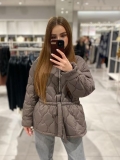 Women's Casual Wave Quilted Padded Jacket Round Neck Solid Color Streetwear Cotton Coat With Tie Waist Zipper Autumn Winter Outwear Women's Casual Wave Quilted Padded Jacket Round Neck Solid Color Streetwear Cotton Coat With Tie Waist Zipper Autumn Winter Outwear