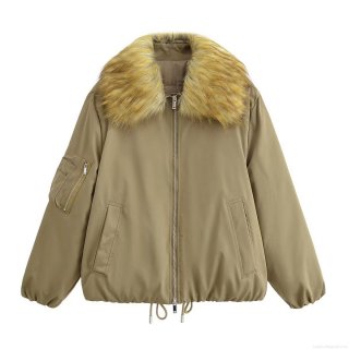 Women's Padded Puffer Jacket With Faux Fur Collar Solid Color Polyester Warm Winter Outerwear Coat With Drawstring Hem Casual Streetwear Ladies Windproof Clothing Women's Padded Puffer Jacket With Faux Fur Collar Solid Color Polyester Warm Winter Outerwear Coat With Drawstring Hem Casual Streetwear Ladies Windproof Clothing