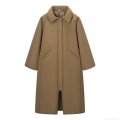 Women's Winter Long Padded Coat Warm Quilted Parka Jacket Turn-down Collar Casual Solid Color Outerwear With Pockets Loose Fit Overcoat For Ladies
