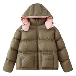 Women's Hooded Puffer Jacket Warm Quilted Outerwear Contrast Color Lining Loose Fit Casual Zip-up Cotton Coat With Pockets For Women Women's Hooded Puffer Jacket Warm Quilted Outerwear Contrast Color Lining Loose Fit Casual Zip-up Cotton Coat With Pockets For Women
