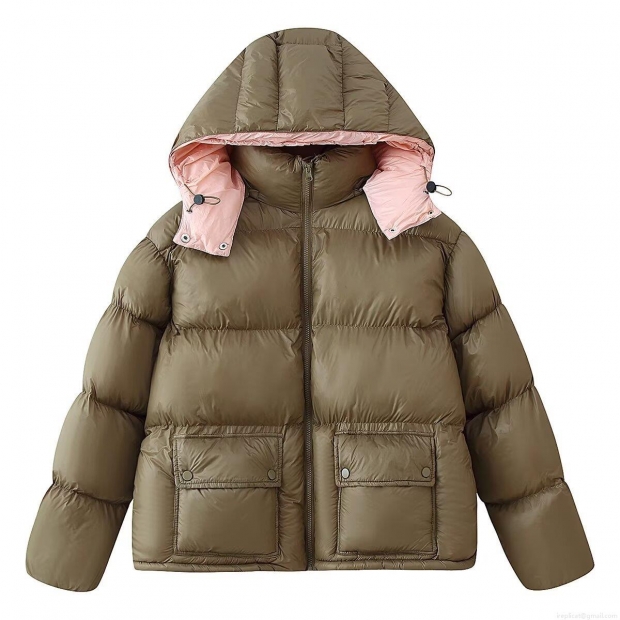 Women's Hooded Puffer Jacket Warm Quilted Outerwear Contrast Color Lining Loose Fit Casual Zip-up Cotton Coat With Pockets For Women Women's Hooded Puffer Jacket Warm Quilted Outerwear Contrast Color Lining Loose Fit Casual Zip-up Cotton Coat With Pockets For Women