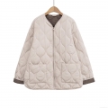 Women's Casual Lightweight Wavy Quilted Jacket Zip Up Padded Coat With Pockets Solid Color Polyester Outerwear For Women Simple Winter Style Women's Casual Lightweight Wavy Quilted Jacket Zip Up Padded Coat With Pockets Solid Color Polyester Outerwear For Women Simple Winter Style