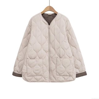 Women's Casual Lightweight Wavy Quilted Jacket Zip Up Padded Coat With Pockets Solid Color Polyester Outerwear For Women Simple Winter Style Women's Casual Lightweight Wavy Quilted Jacket Zip Up Padded Coat With Pockets Solid Color Polyester Outerwear For Women Simple Winter Style