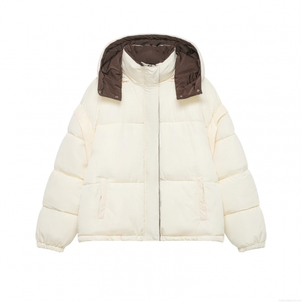 Women's Winter Contrast Hooded Puffer Jacket 100% Polyester Padded Coat Loose Fit Casual Warm Outerwear Windproof Zipper Button Closure For Ladies Women's Winter Contrast Hooded Puffer Jacket 100% Polyester Padded Coat Loose Fit Casual Warm Outerwear Windproof Zipper Button Closure For Ladies