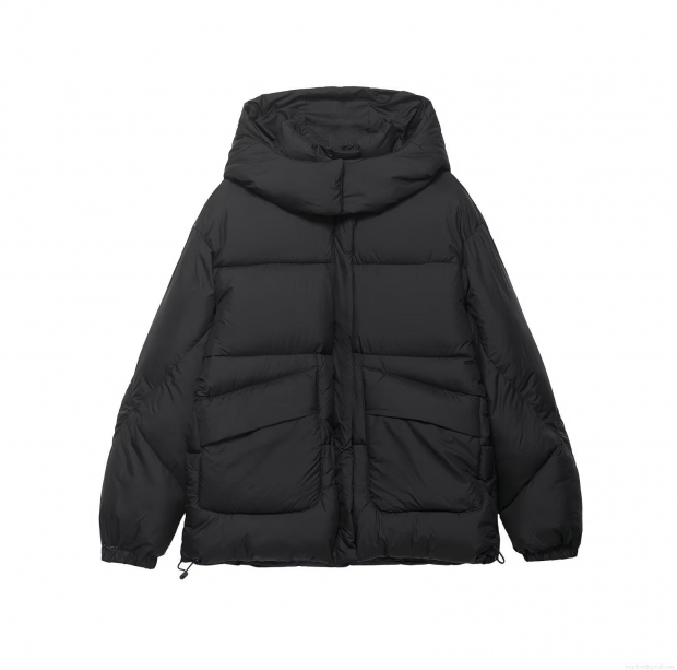 Women's Casual Black Hooded Puffer Jacket Windproof Thickened Quilted Cotton Padded Coat With Pockets For Winter Daily Outdoor Women's Casual Black Hooded Puffer Jacket Windproof Thickened Quilted Cotton Padded Coat With Pockets For Winter Daily Outdoor