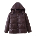 Women's Fashion Shiny Hooded Puffer Jacket Short Quilted Padded Winter Coat Reddish Brown Casual Outdoor Streetwear Warm Outerwear Women's Fashion Shiny Hooded Puffer Jacket Short Quilted Padded Winter Coat Reddish Brown Casual Outdoor Streetwear Warm Outerwear