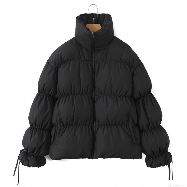 Women's Winter Puffer Jacket Stand Collar Quilted Cotton Padded Coat With Drawstring Cuffs Casual Loose Warm Outerwear For Ladies Women's Winter Puffer Jacket Stand Collar Quilted Cotton Padded Coat With Drawstring Cuffs Casual Loose Warm Outerwear For Ladies