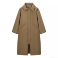 Women's Long Cotton-Padded Coat Loose Fit Turn-Down Collar Winter Warm Jacket With Polyester Fabric And Polyester Cotton Padding For Casual Outdoor Travel Ethnic Style Outerwear