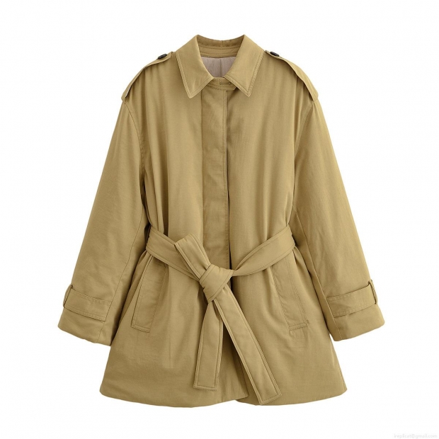 Women's Fashion Slim Fit Mid-Length Padded Trench Coat Jacket With Belt 100% Polyester Imitation Silk Cotton Lapel Outerwear Autumn Winter Casual Coat Women's Fashion Slim Fit Mid-Length Padded Trench Coat Jacket With Belt 100% Polyester Imitation Silk Cotton Lapel Outerwear Autumn Winter Casual Coat