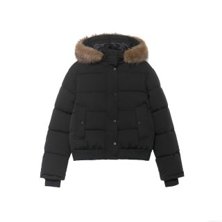 Women's Hooded Short Puffer Jacket With Faux Fur Collar Solid Color Warm Winter Coat Casual Quilted Padded Outerwear Windproof Jacket For Women Women's Hooded Short Puffer Jacket With Faux Fur Collar Solid Color Warm Winter Coat Casual Quilted Padded Outerwear Windproof Jacket For Women