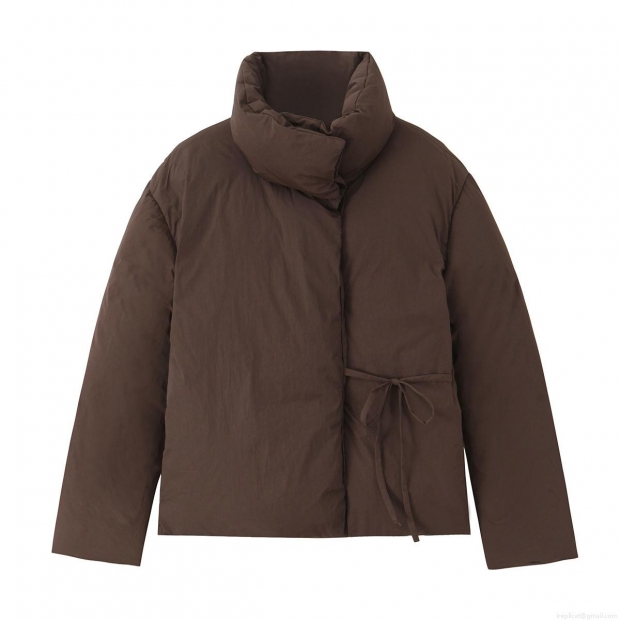 Women's Short Puffer Jacket Thick Polyester Quilted Coat With Stand Collar Side Bow Ties Loose Casual Winter Outerwear For Women Women's Short Puffer Jacket Thick Polyester Quilted Coat With Stand Collar Side Bow Ties Loose Casual Winter Outerwear For Women