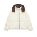 Women's Fashion Hooded Puffer Jacket Contrasting Lining Quilted Cotton-Padded Coat Mid-Length Warm Winter Outerwear For Women