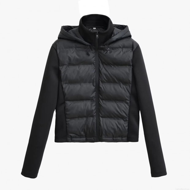Women's Casual Black Hooded Puffer Jacket Quilted Stitching Long Sleeve Slim Fit Warm Padded Coat Outwear For Winter Women's Casual Black Hooded Puffer Jacket Quilted Stitching Long Sleeve Slim Fit Warm Padded Coat Outwear For Winter