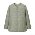 Women's Lightweight Quilted Padded Jacket Round Neck Long Sleeve Retro Casual Solid Color Mid-length Polyester Outerwear Coat For Autumn Winter Women's Lightweight Quilted Padded Jacket Round Neck Long Sleeve Retro Casual Solid Color Mid-length Polyester Outerwear Coat For Autumn Winter