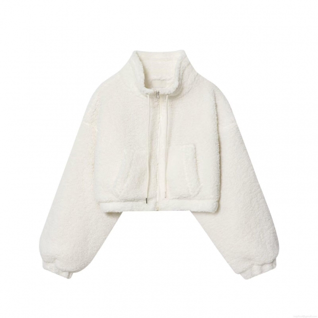 Women's Short Faux Lamb Wool Fleece Jacket Stand Collar Zipper Padded Outwear With Drawstring Casual Solid Color Warm Coat For Autumn Winter Women's Short Faux Lamb Wool Fleece Jacket Stand Collar Zipper Padded Outwear With Drawstring Casual Solid Color Warm Coat For Autumn Winter
