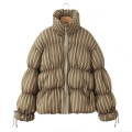 Women's Fashion Striped Cotton Padded Jacket Stand Collar Windproof Warm Puffer Coat Loose Casual Retro Ethnic Style Winter Outerwear For Ladies Women's Fashion Striped Cotton Padded Jacket Stand Collar Windproof Warm Puffer Coat Loose Casual Retro Ethnic Style Winter Outerwear For Ladies