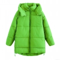 Women's Bright Green Puffer Cotton Padded Jacket With Hood Long Sleeve Quilted Mid-length Coat For Winter Outdoor Casual Ethnic Style Warm Windproof Outwear Women's Bright Green Puffer Cotton Padded Jacket With Hood Long Sleeve Quilted Mid-length Coat For Winter Outdoor Casual Ethnic Style Warm Windproof Outwear