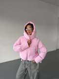Women's Winter Thick Puffer Down Jacket White Duck Down Filling Cotton Hooded Zip Up Solid Color Warm Outdoor Casual Coat Western Fashion Ladies Outerwear