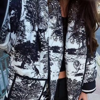 Women's Retro Toile de Jouy Print Quilted Jacket French Vintage Padded Coat Lapel Loose Long Sleeve Outerwear For Autumn Winter Women's Retro Toile de Jouy Print Quilted Jacket French Vintage Padded Coat Lapel Loose Long Sleeve Outerwear For Autumn Winter