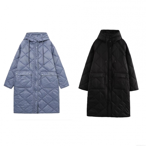 Women's Hooded Long Sleeved Diamond Lattice Quilted Long Cotton Jacket Winter Warm Windproof Puffer Coat For Daily Casual Street Style Outerwear Women's Hooded Long Sleeved Diamond Lattice Quilted Long Cotton Jacket Winter Warm Windproof Puffer Coat For Daily Casual Street Style Outerwear