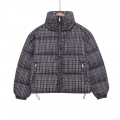 Women's Plaid Padded Jacket Vintage Grey Blue Checked Quilted Coat With Stand Collar Drawstring Hem Long Sleeve Winter Warm Outerwear For Women Streetwear Women's Plaid Padded Jacket Vintage Grey Blue Checked Quilted Coat With Stand Collar Drawstring Hem Long Sleeve Winter Warm Outerwear For Women Streetwear