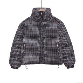 Women's Plaid Padded Jacket Vintage Grey Blue Checked Quilted Coat With Stand Collar Drawstring Hem Long Sleeve Winter Warm Outerwear For Women Streetwear Women's Plaid Padded Jacket Vintage Grey Blue Checked Quilted Coat With Stand Collar Drawstring Hem Long Sleeve Winter Warm Outerwear For Women Streetwear