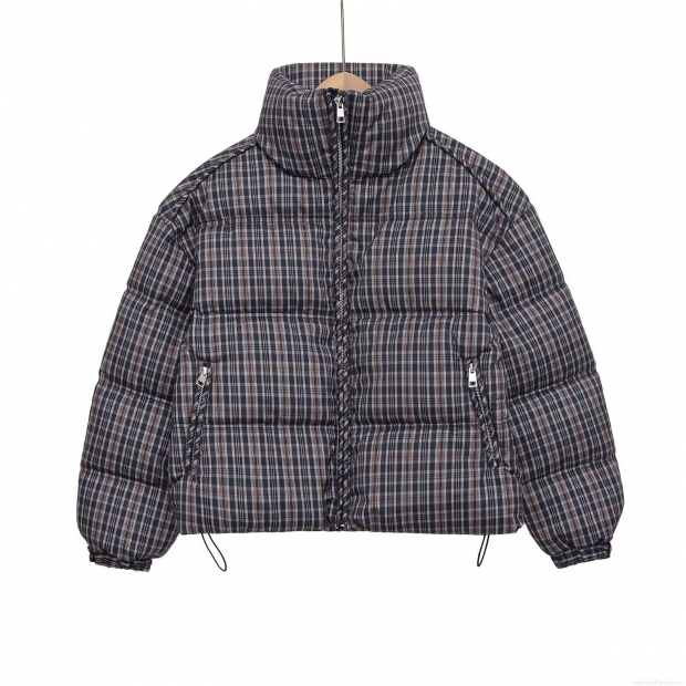 Women's Plaid Padded Jacket Vintage Grey Blue Checked Quilted Coat With Stand Collar Drawstring Hem Long Sleeve Winter Warm Outerwear For Women Streetwear Women's Plaid Padded Jacket Vintage Grey Blue Checked Quilted Coat With Stand Collar Drawstring Hem Long Sleeve Winter Warm Outerwear For Women Streetwear