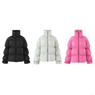 Women's Winter Puffer Jacket Stand Collar Long Sleeve Bubble Coat With Drawstring Cuffs Casual Warm Quilted Outerwear Streetwear Cotton Padded Jacket Women's Winter Puffer Jacket Stand Collar Long Sleeve Bubble Coat With Drawstring Cuffs Casual Warm Quilted Outerwear Streetwear Cotton Padded Jacket