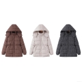 Women's Hooded Geometric Circle Print Cotton-Padded Jacket Slim Fit Drawstring Waist Warm Long Sleeve Puffer Coat Windproof Winter Outerwear with Pockets Women's Hooded Geometric Circle Print Cotton-Padded Jacket Slim Fit Drawstring Waist Warm Long Sleeve Puffer Coat Windproof Winter Outerwear with Pockets
