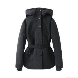 Women's Hooded Padded Jacket With Belt Polyester Shell Silk-like Cotton Filling Slim Fit Warm Windproof Winter Coat For Outdoor Ski Casual Wear Women's Hooded Padded Jacket With Belt Polyester Shell Silk-like Cotton Filling Slim Fit Warm Windproof Winter Coat For Outdoor Ski Casual Wear