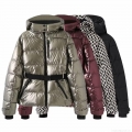 Women's Metallic Shiny Puffer Jacket Hooded Windproof Warm Winter Coat With Belt Slim Fit For Skiing Outdoor Streetwear Women's Metallic Shiny Puffer Jacket Hooded Windproof Warm Winter Coat With Belt Slim Fit For Skiing Outdoor Streetwear