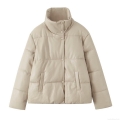Women's Winter Puffer Jacket Faux PU Leather Stand Collar Long Sleeve Padded Bread Coat Solid Color Warm Quilted Outerwear Casual Streetwear For Ladies Women's Winter Puffer Jacket Faux PU Leather Stand Collar Long Sleeve Padded Bread Coat Solid Color Warm Quilted Outerwear Casual Streetwear For Ladies