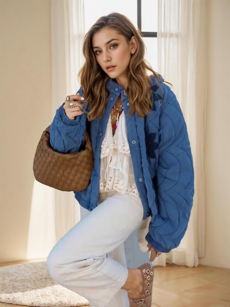 Women's European Style Quilted Jacket Floral Embroidery Stand Collar Single Breasted Warm Padded Coat Outwear For Winter Autumn Streetwear Women's European Style Quilted Jacket Floral Embroidery Stand Collar Single Breasted Warm Padded Coat Outwear For Winter Autumn Streetwear