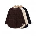 Women's Quilted Padded Jacket Mid-Length Round Neck Long Sleeve Single Breasted Coat With Pockets Polyester Cotton Filling Loose Fit Warm Streetwear Outwear Women's Quilted Padded Jacket Mid-Length Round Neck Long Sleeve Single Breasted Coat With Pockets Polyester Cotton Filling Loose Fit Warm Streetwear Outwear