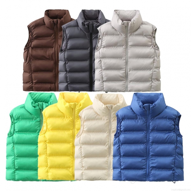 Women Padded Vest Winter Warm Stand Collar Sleeveless Quilted Jacket Polyester Streetwear Short Outerwear Casual Solid Color Zipper Puffer Waistcoat For Women Women Padded Vest Winter Warm Stand Collar Sleeveless Quilted Jacket Polyester Streetwear Short Outerwear Casual Solid Color Zipper Puffer Waistcoat For Women