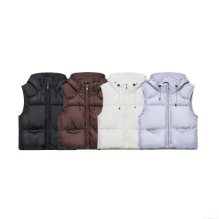 Women's Hooded Padded Vest 100% Polyester Quilted Sleeveless Jacket Warm Winter Loose Casual Waistcoat With Pockets For Women Outdoor Daily Wear Women's Hooded Padded Vest 100% Polyester Quilted Sleeveless Jacket Warm Winter Loose Casual Waistcoat With Pockets For Women Outdoor Daily Wear