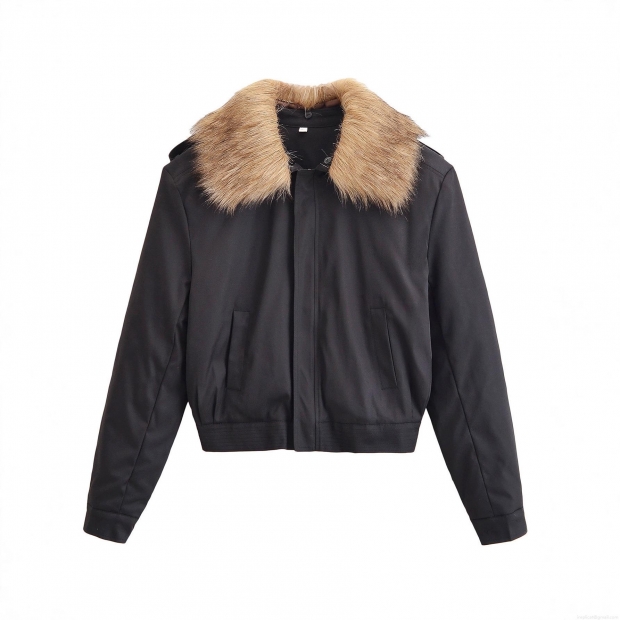 Women Winter Padded Jacket With Faux Fur Collar Polyester Long Sleeve Zipper Streetwear Warm Cotton Coat Outerwear For Ladies Women Winter Padded Jacket With Faux Fur Collar Polyester Long Sleeve Zipper Streetwear Warm Cotton Coat Outerwear For Ladies