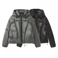 Women's Metallic Glossy Puffer Jacket Hooded Winter Padded Coat Warm Windproof Streetwear Short Quilted Bread Jacket For Ladies Women's Metallic Glossy Puffer Jacket Hooded Winter Padded Coat Warm Windproof Streetwear Short Quilted Bread Jacket For Ladies