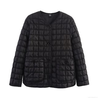 Women's Casual Quilted Cotton Jacket Lightweight Checkered Padded Coat With Pockets Single-Breasted O-Neck Outerwear Streetwear Winter Long Sleeve Polyester Jacket Women's Casual Quilted Cotton Jacket Lightweight Checkered Padded Coat With Pockets Single-Breasted O-Neck Outerwear Streetwear Winter Long Sleeve Polyester Jacket