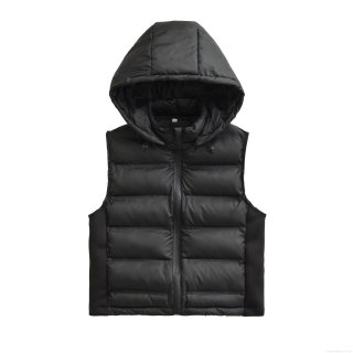 Women's Hooded Puffer Vest Polyester Quilted Sleeveless Waistcoat With Zipper Pockets Solid Color Streetwear European Style Warm Outerwear For Lady Women's Hooded Puffer Vest Polyester Quilted Sleeveless Waistcoat With Zipper Pockets Solid Color Streetwear European Style Warm Outerwear For Lady