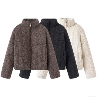Women Stand Collar Puffer Jacket Knit Patchwork Cable Knit Padded Coat Winter Warm Streetwear Zipper Outerwear Long Sleeve For Women Women Stand Collar Puffer Jacket Knit Patchwork Cable Knit Padded Coat Winter Warm Streetwear Zipper Outerwear Long Sleeve For Women